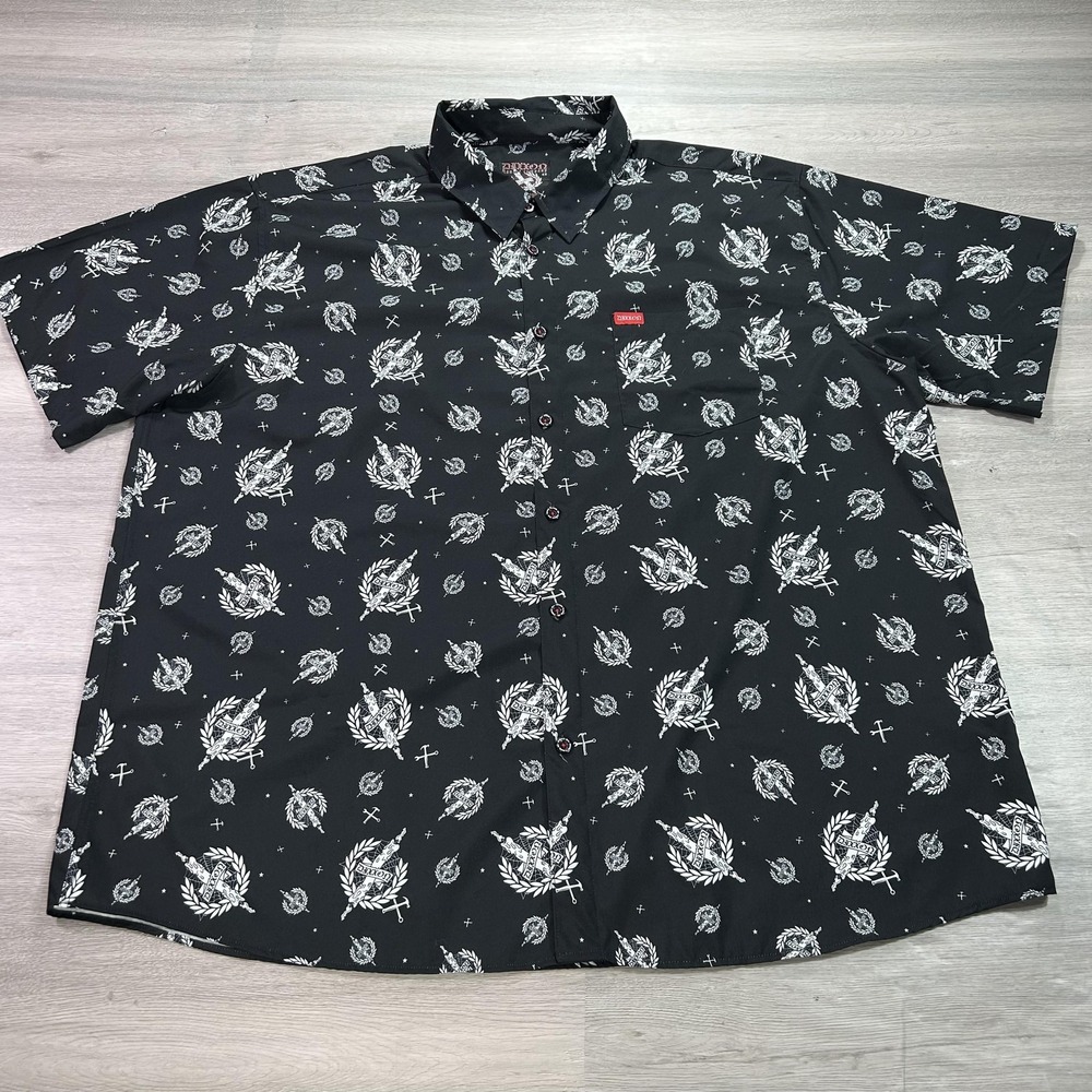 Dixxon Shirt Mens 4XL Black The Candle Short Sleeve Button Up Party Casual